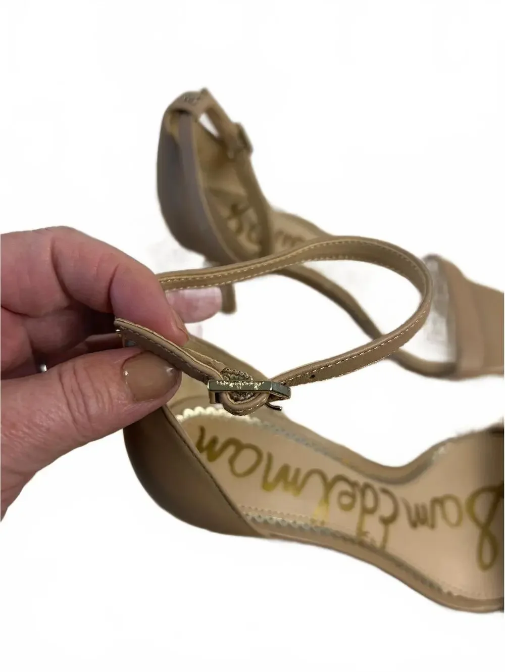 Sam Edelman Beige Leather Ankle Strap Sandals Size 7.5 US / 37.5 EUR